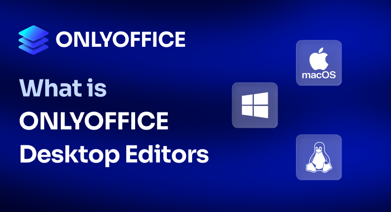 Produktansicht der ONLYOFFICE Desktop Editors mit verschiedenen Büroanwendungen